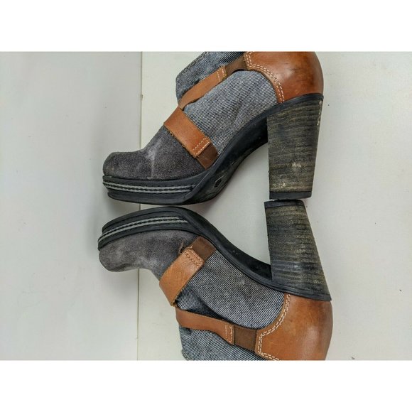 Diesel Booties Leather and denim heeled boots y2k blue tan size 6 - Picture 7 of 8